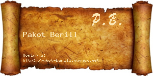 Pakot Berill névjegykártya